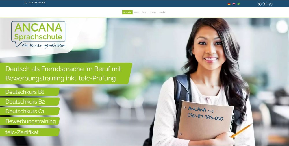 Webdesign für einen Sprachschule