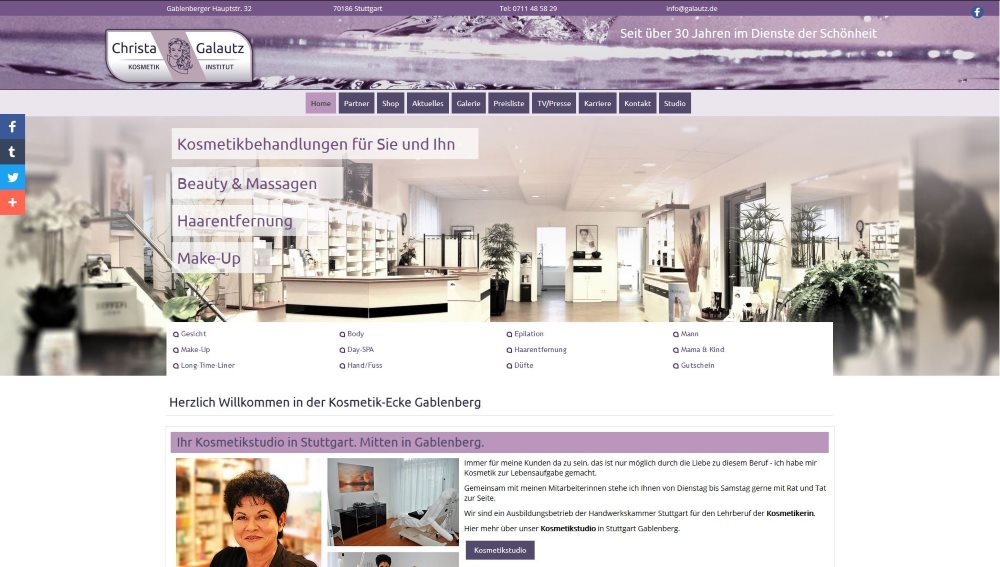 Webdesign für Kosmetik