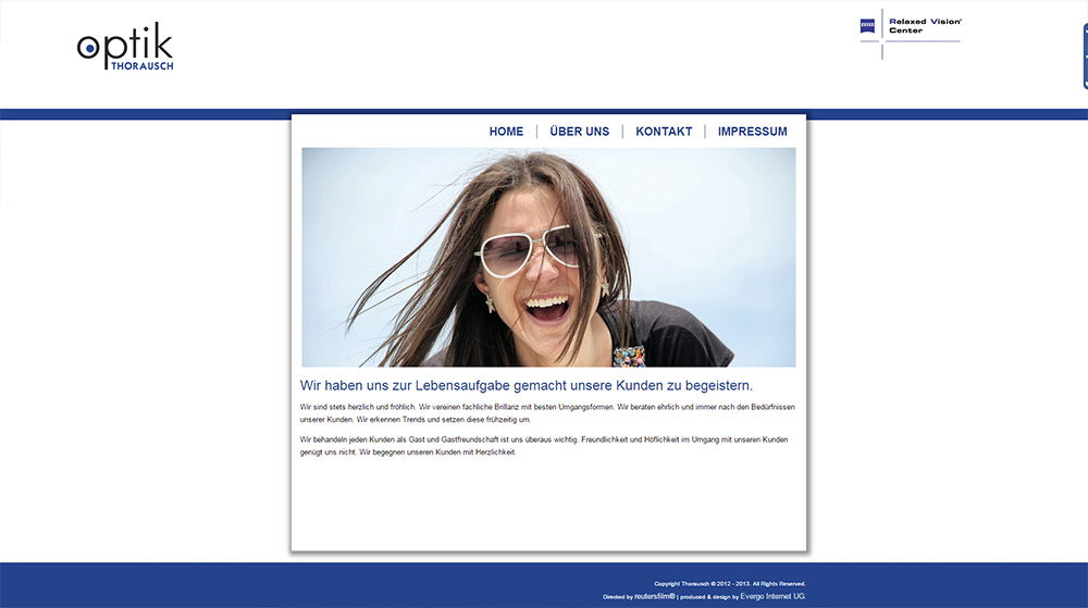 Webseite für einen Optiker