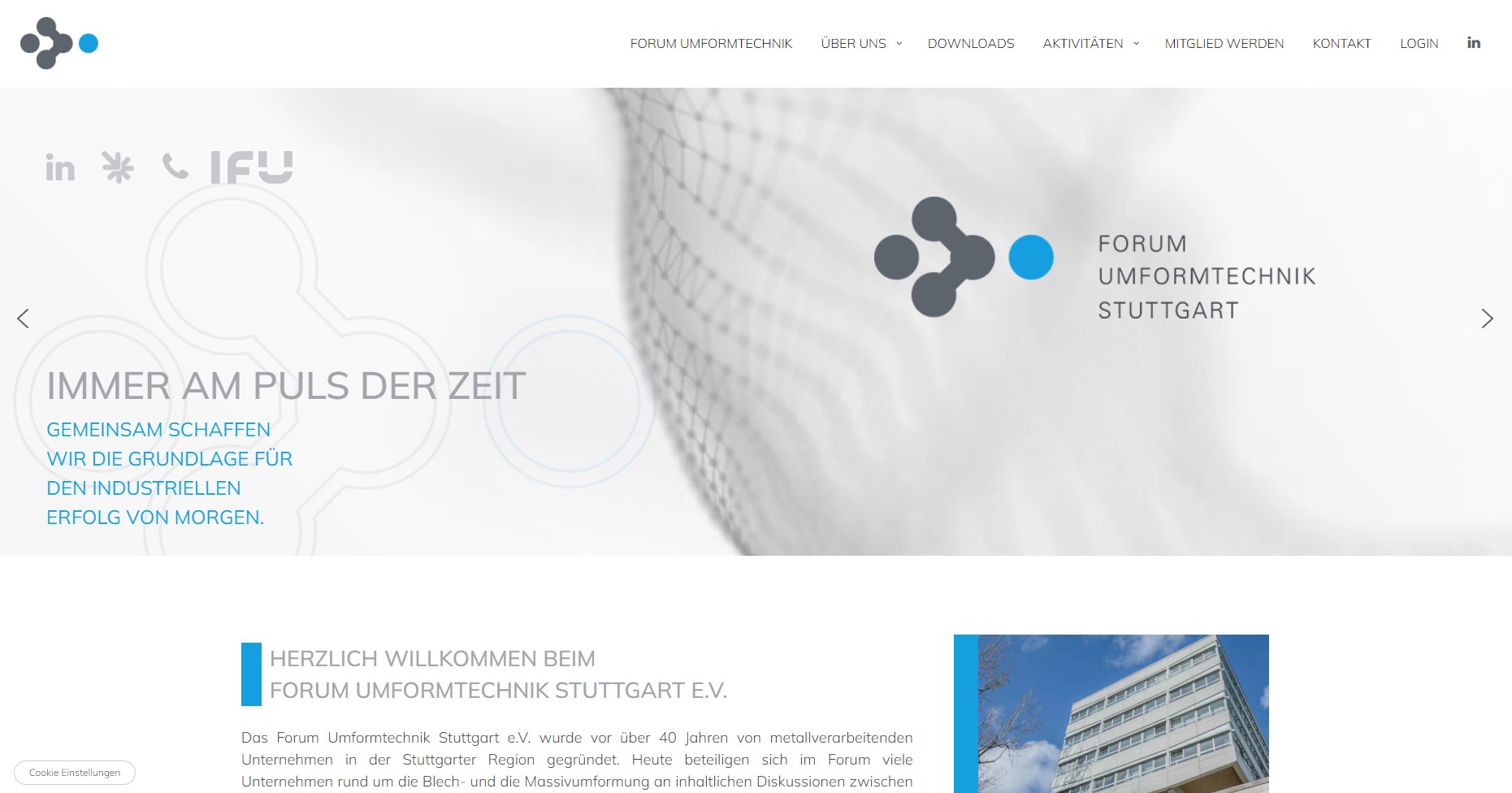 Webdesign für ein Projekt der Universität Stuttgart