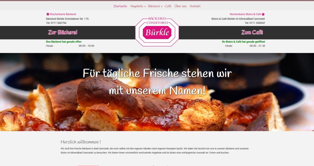 Webdesign für eine Bäckerei