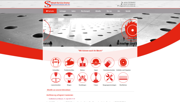 Webdesign für Metallverarbeitung