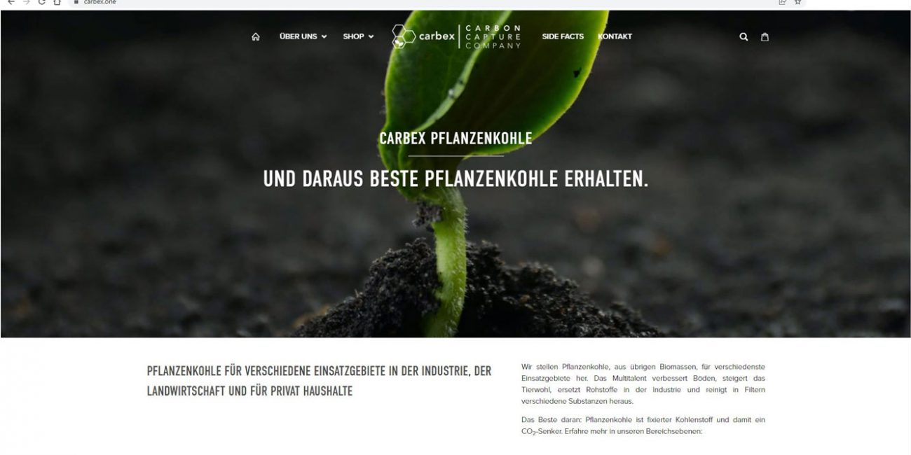 Erstellung eines Onlineshops für Pflanzenkohle