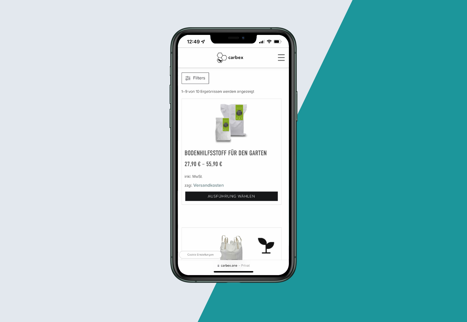 Darstellung der Webseite auf iphone