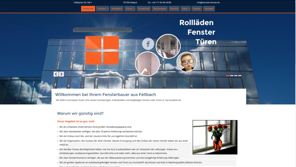 Webdesign für einen Fensterbauer