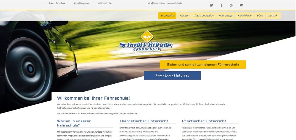 Webdesign für eine Fahrschule