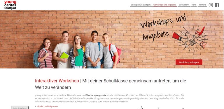 Webdesign für eine Einrichtung der Caritas Stuttgart